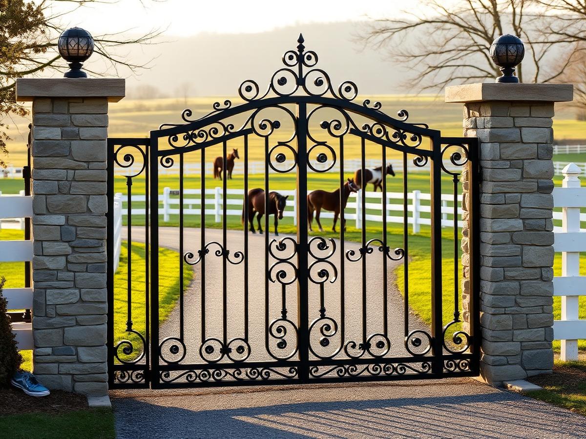 Estate driveway gate — Versailles horse country